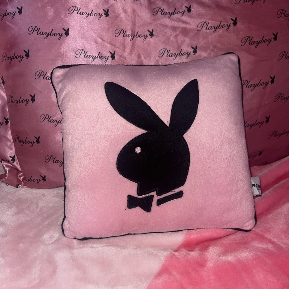 Baby Pink Playboy Bunny Square Pillow